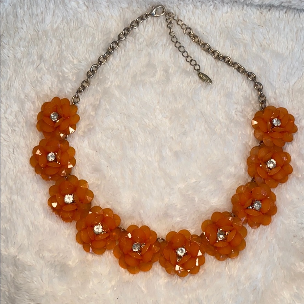 Orange/coral flower statement necklace